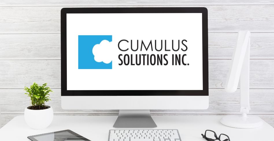 Cumulus Solutions logo displayed on a desktop monitor